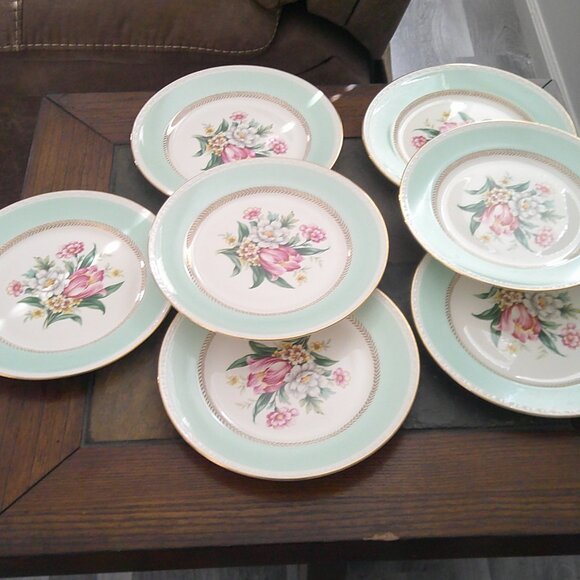 Vintage Set of 7 Homer Laughlin 10 in. wide dinner plates